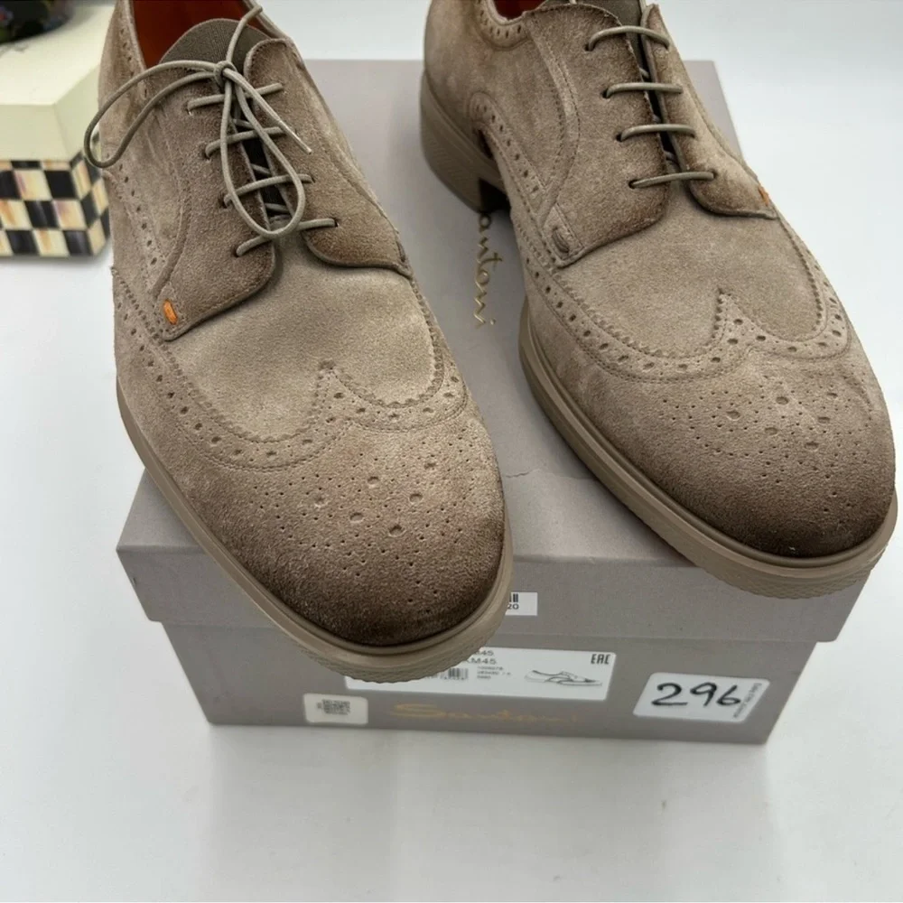 Men’s Santoni easy suede rogue wing tip, Oxford size 12 US made in Italy